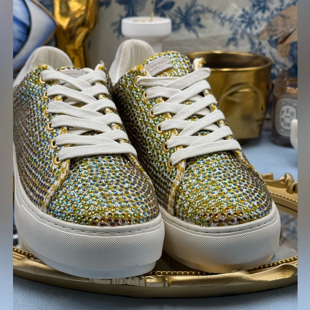 🆕 KURT GEIGER LONDON 🧿 NWOB Laney Rainbow Crystal Platform Sneaker Sz 38 US7.5 - Picture 13 of 13